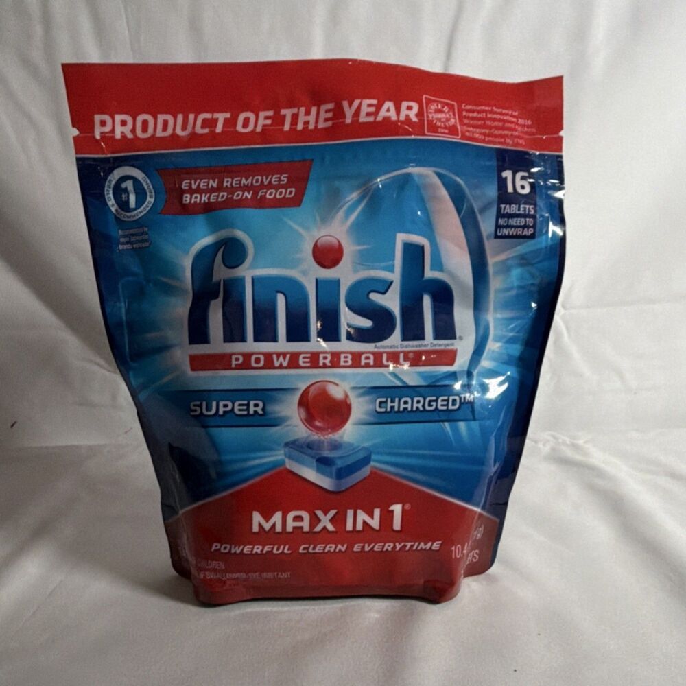Finish Max in 1 Dishwasher Detergent Tablets 16 Pack No Need to Unwrap